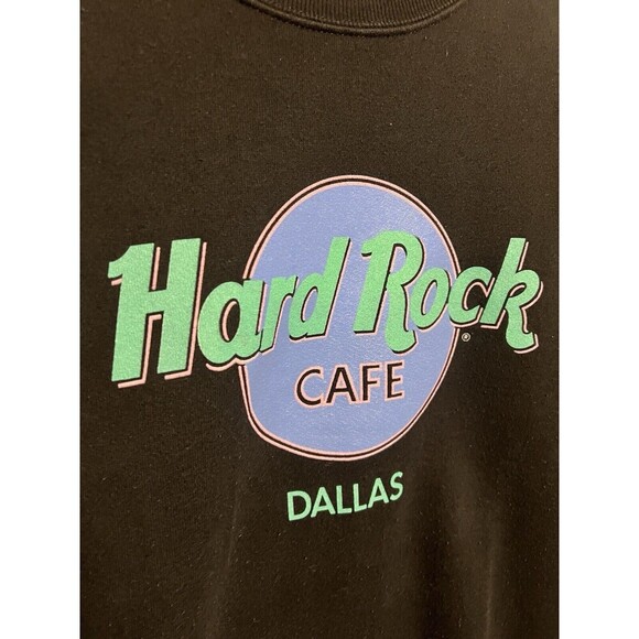 Vintage Hard Rock Cafe Dallas Black Crewneck Sweater Large USA - Picture 2 of 6